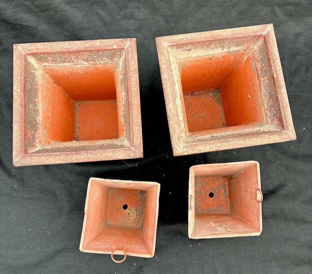 Pair Of Painted Sheet Metal Vases -photo-1