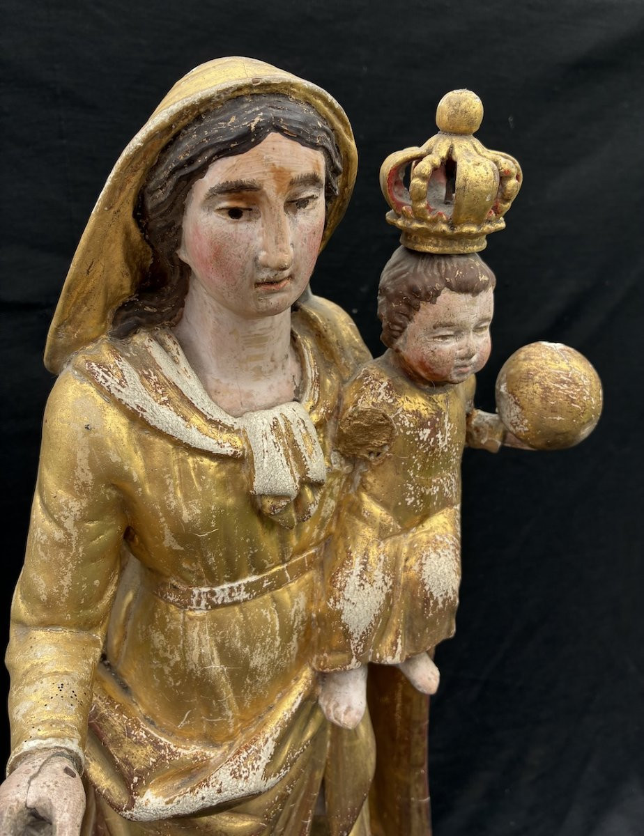 Vierge en bois doré début XIXème-photo-2