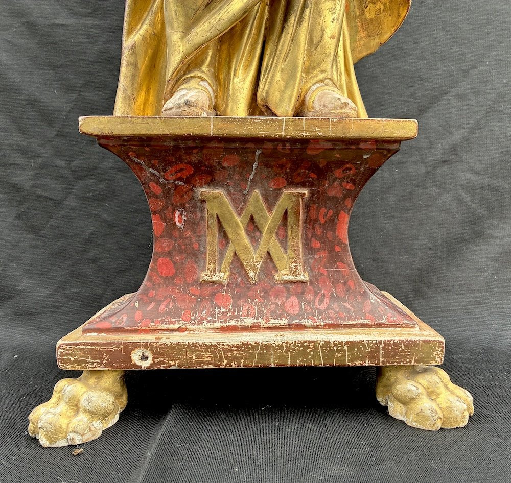 Vierge en bois doré début XIXème-photo-3