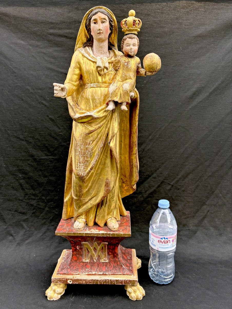 Vierge en bois doré début XIXème-photo-4