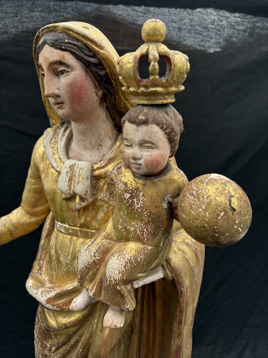 Vierge en bois doré début XIXème-photo-1