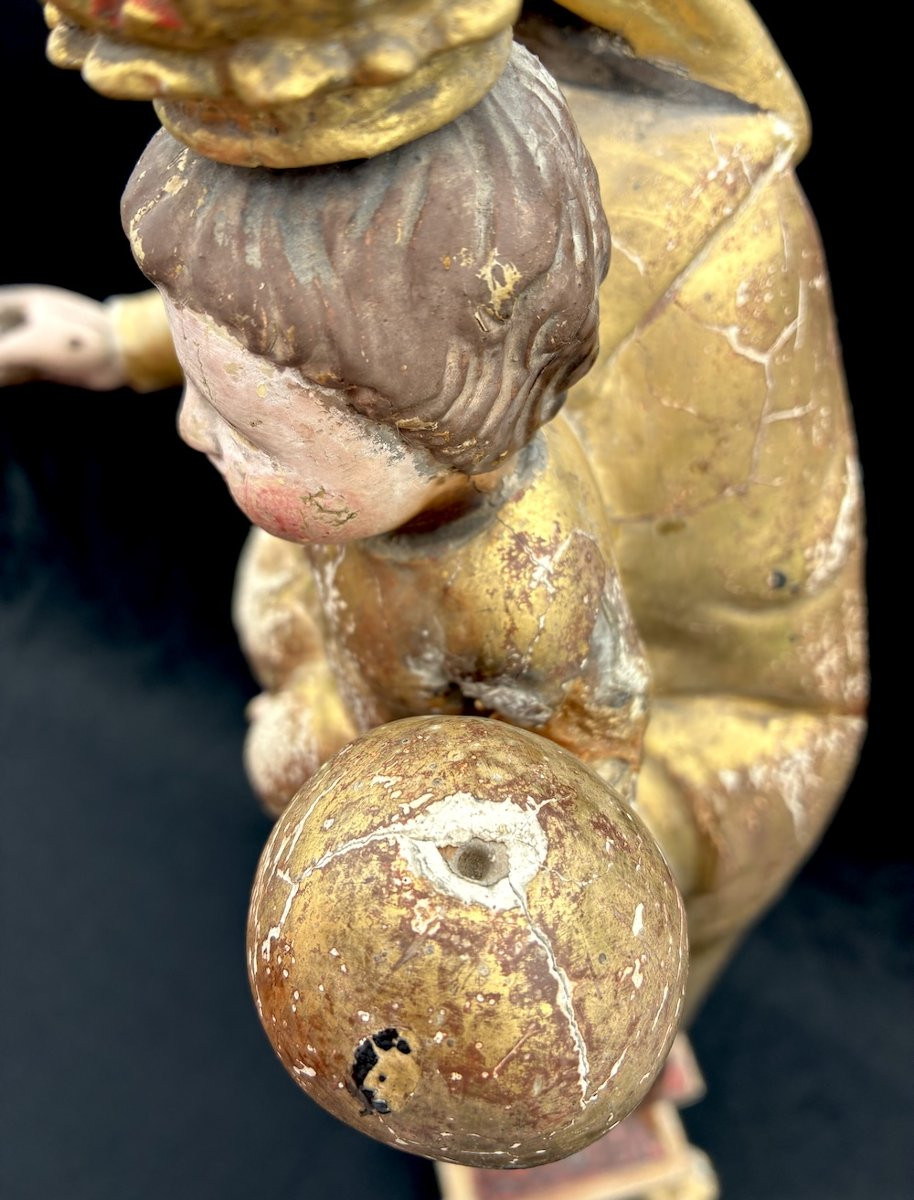 Vierge en bois doré début XIXème-photo-2