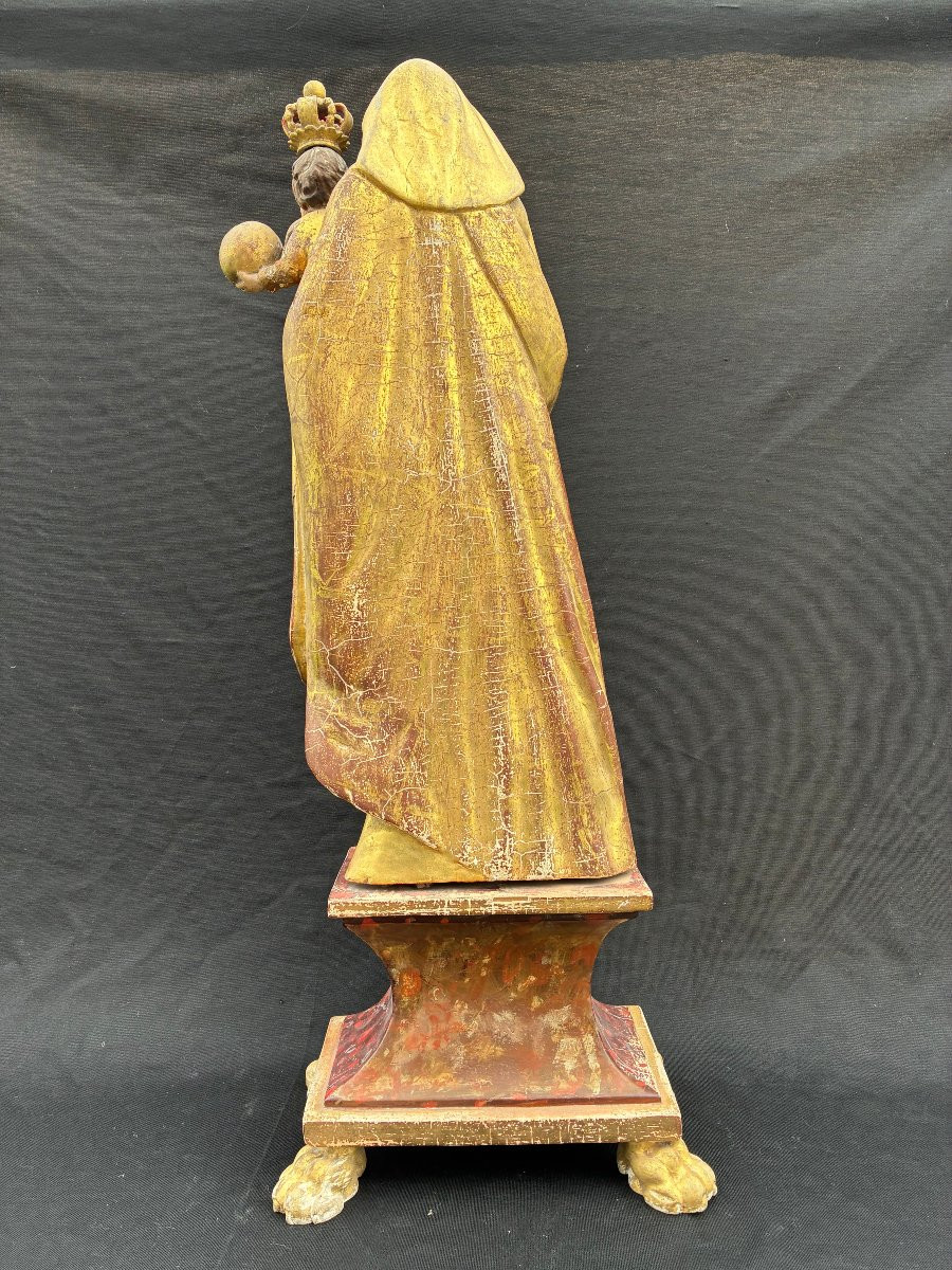 Vierge en bois doré début XIXème-photo-3