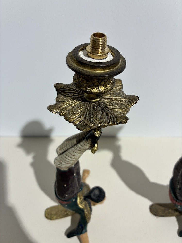 Paire de bougeoirs acrobates chinois-photo-1