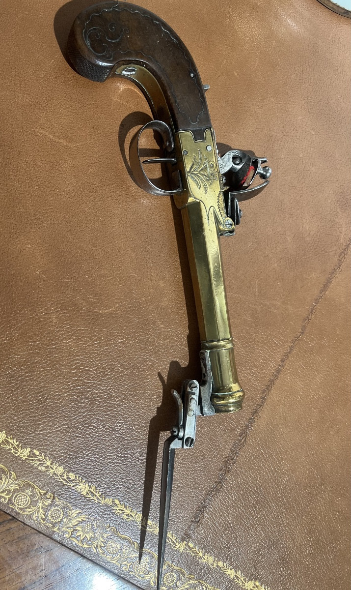 18th Century Naval Pistol With Bayonet -photo-2