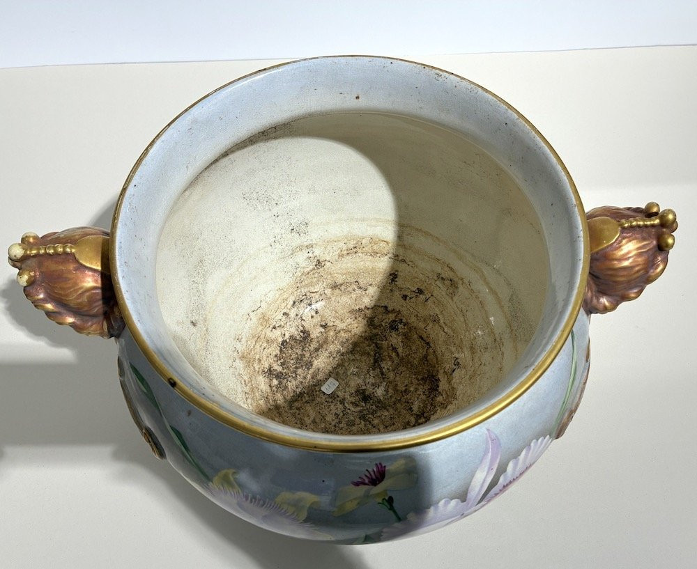 Grand vase en faïence à décor floral-photo-4