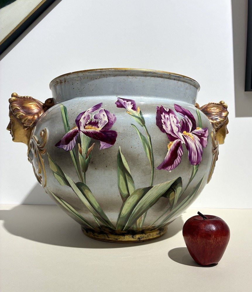 Grand vase en faïence à décor floral-photo-5