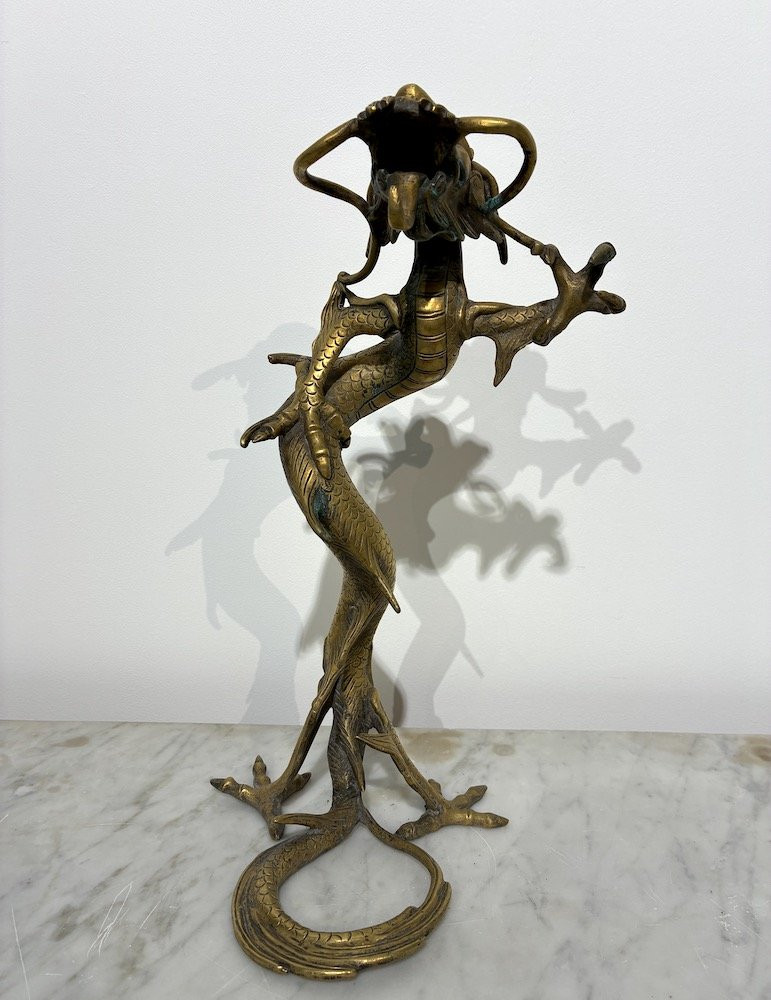 Bronze Sculpture And Watch Stand Depicting A Dragon-photo-2