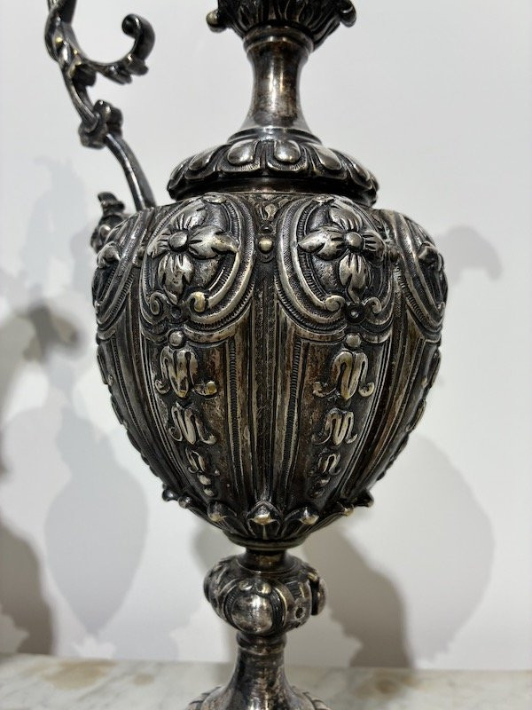 Paire d’aiguières en métal argenté Napoléon III - XIXᵉ siècle-photo-4
