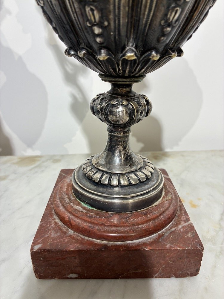 Paire d’aiguières en métal argenté Napoléon III - XIXᵉ siècle-photo-1