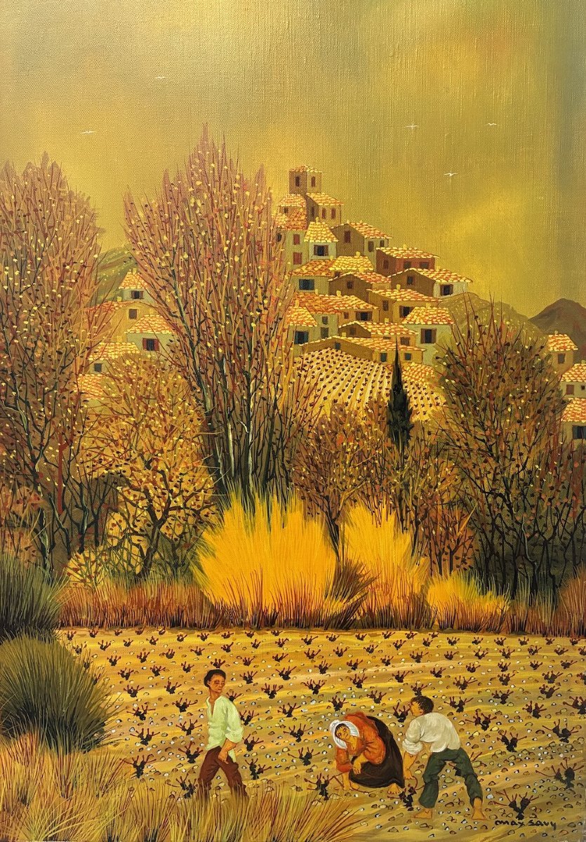 Max SAVY (1918-2010) " Paysage mordoré" Huile sur toile-photo-3