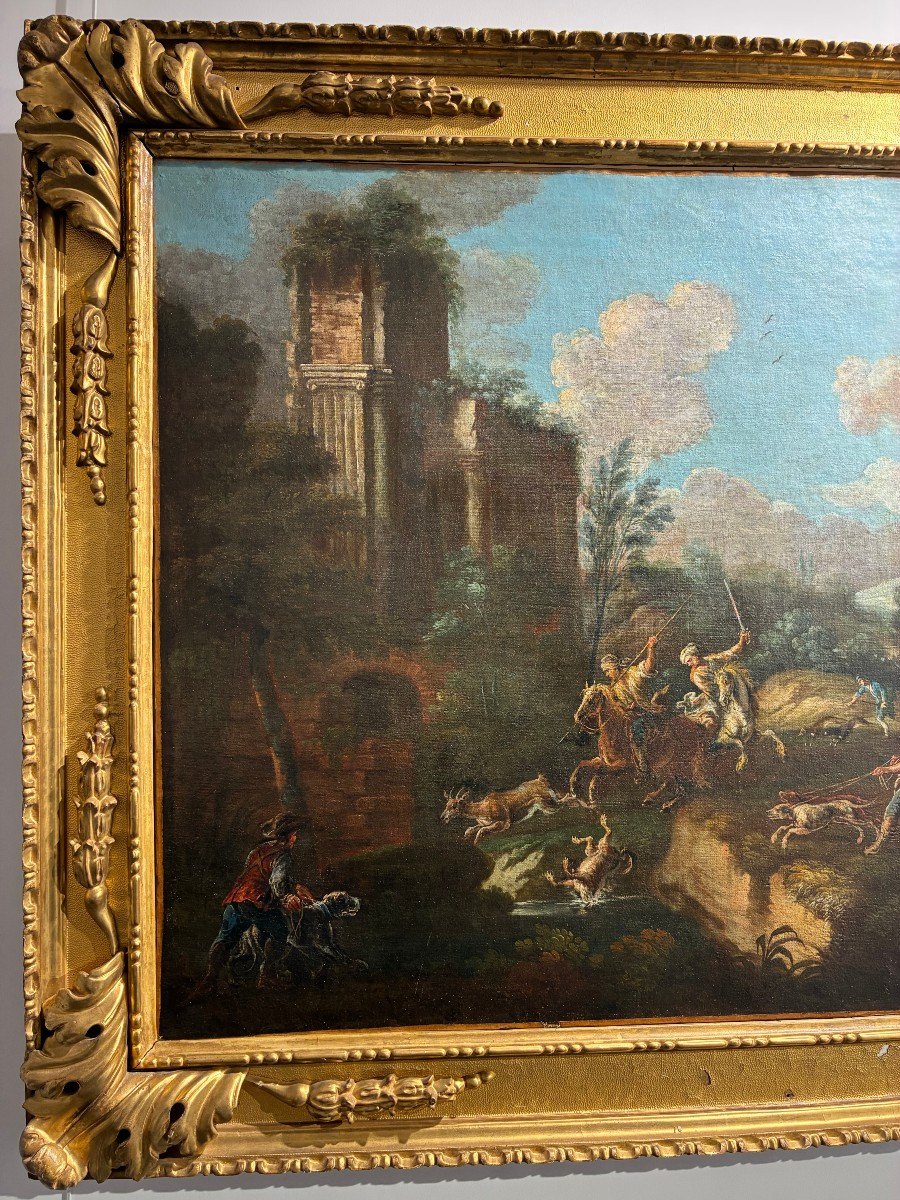Large Hunting Scene - Early 18th Century-photo-1
