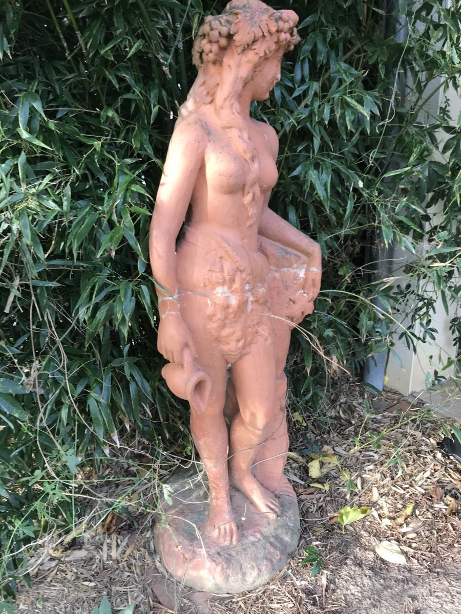 Large Female Statue In Terracotta - Spirit Of The XVIIIᵉ Century-photo-3