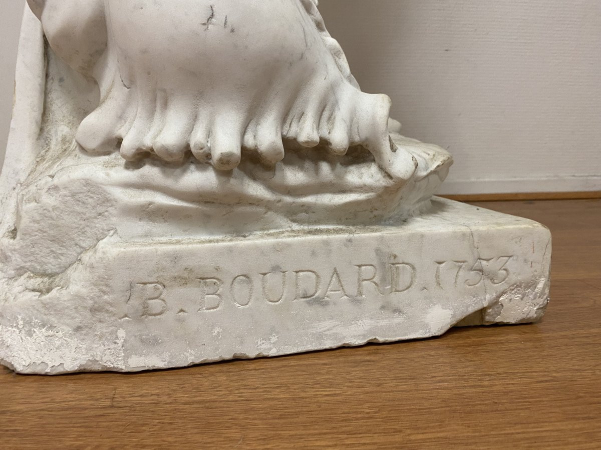 Very Large Marble Sculpture Signed Jean-baptiste Boudard (c.1715-1773)-photo-4