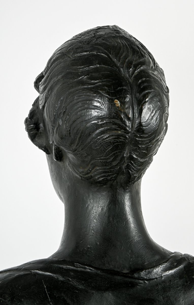 Ernest Léon DRIVIER (1878-1951) Buste de Mademoiselle J.Jossonne, dite La jeune américaine-photo-4