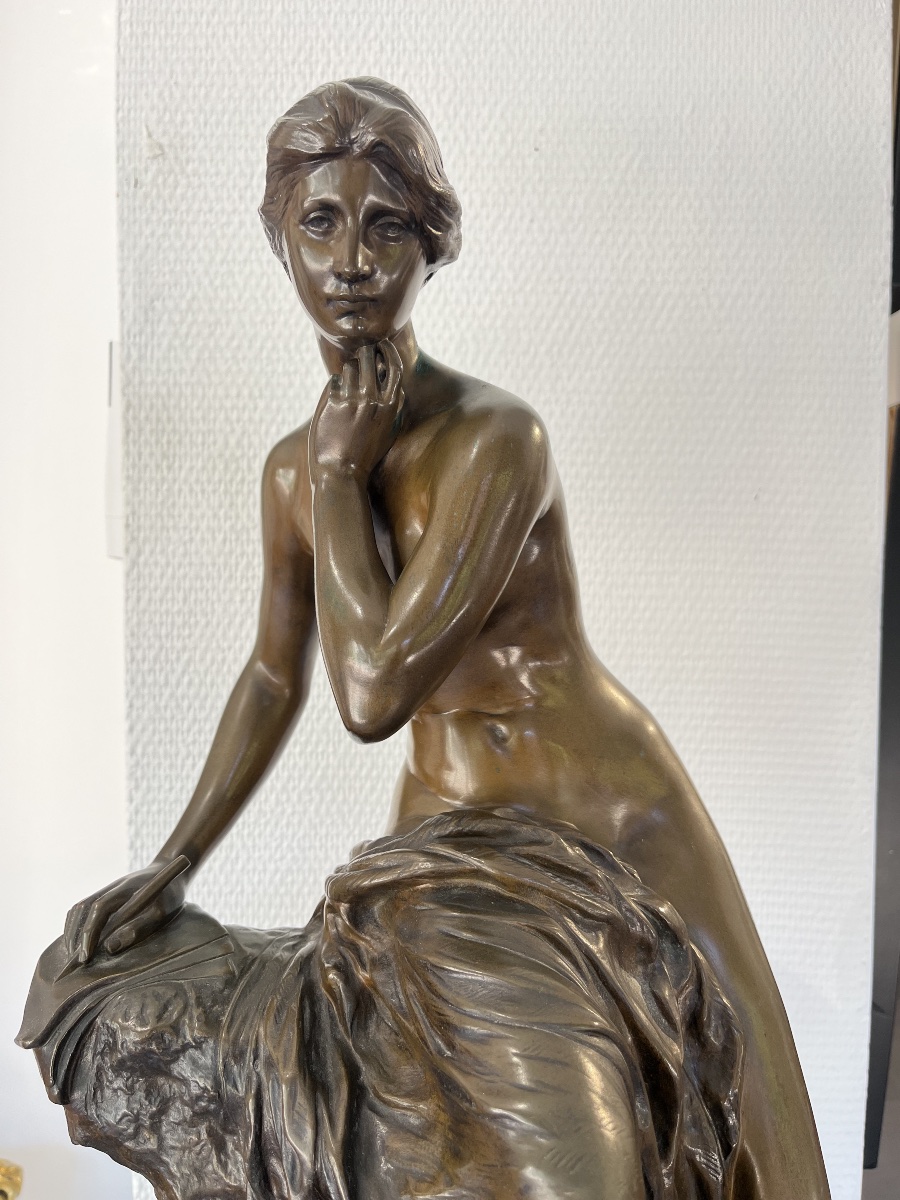 Henri-Léon Gréber (1855-1941) Sculpture "La pensée"-photo-4