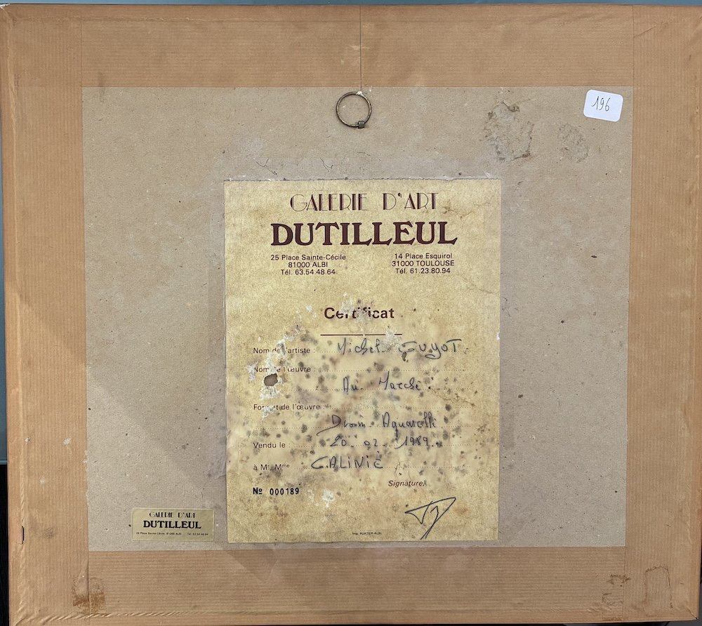 Michel Guyot (Né en 1936) Aquarelle "Au marché"-photo-4