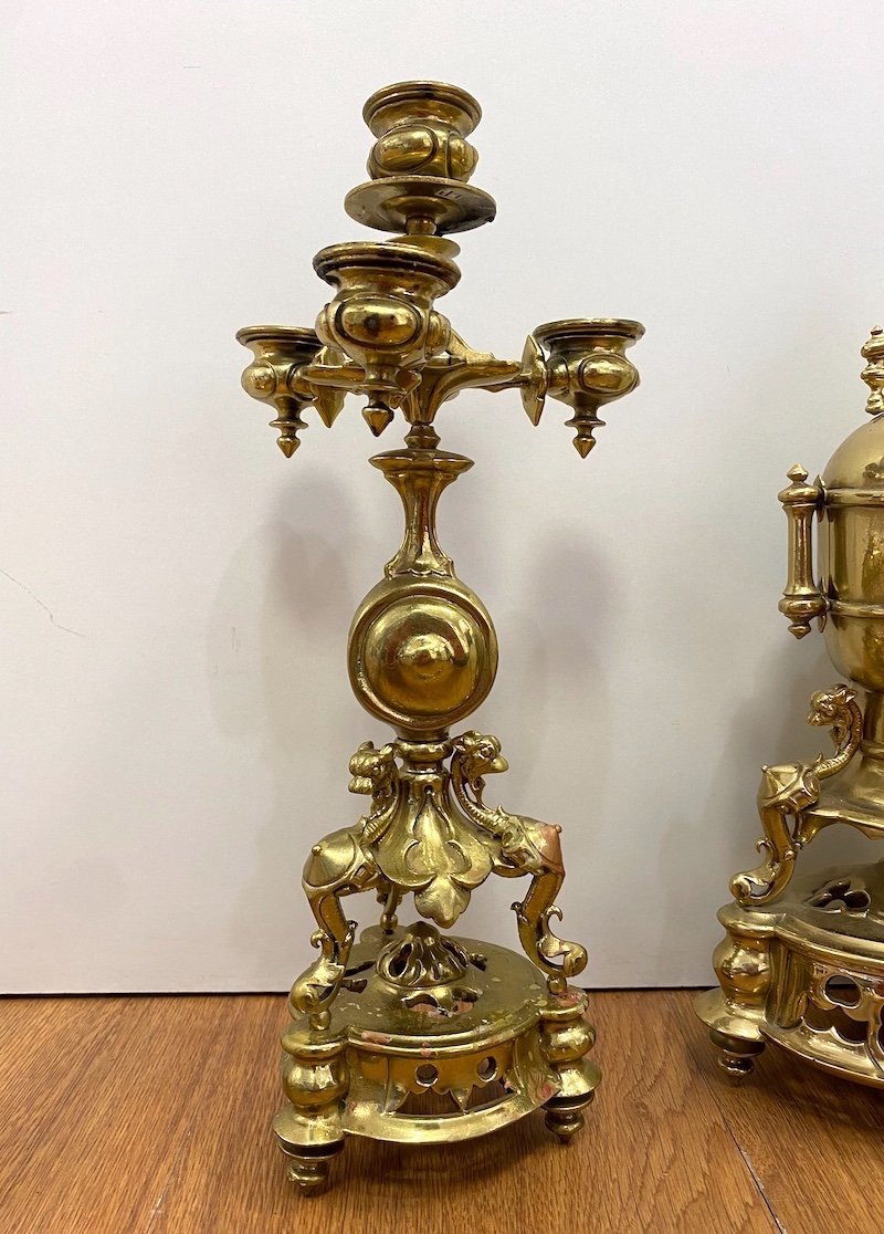 Garniture époque Napoléon III en bronze doré -photo-2