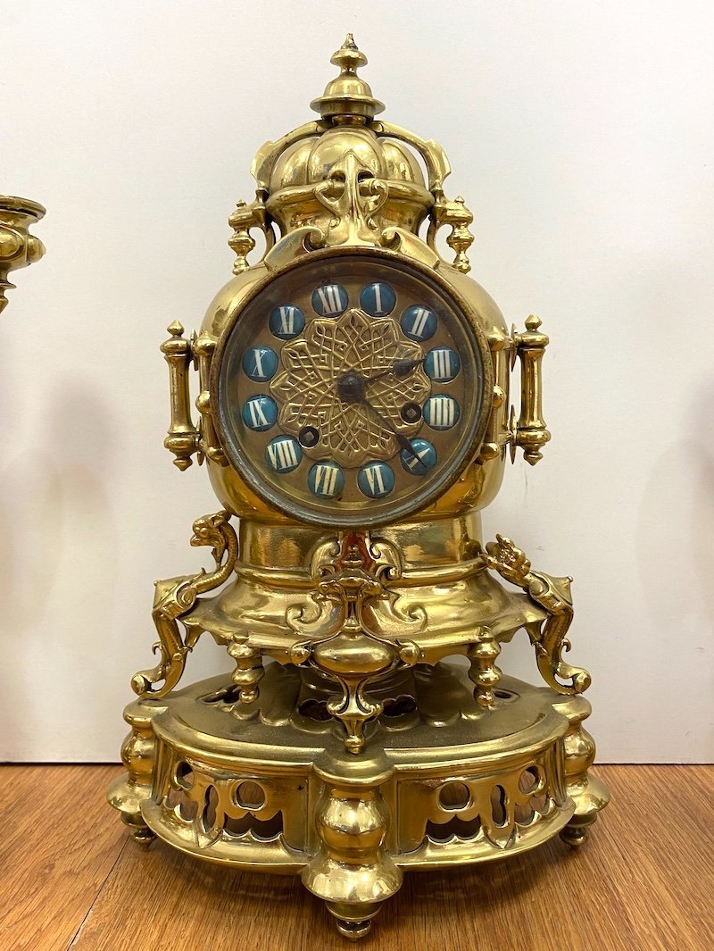 Garniture époque Napoléon III en bronze doré -photo-4