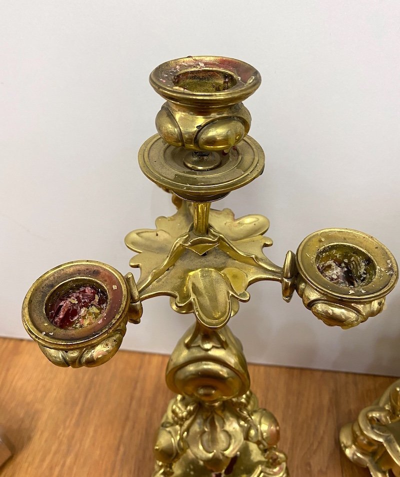 Garniture époque Napoléon III en bronze doré -photo-1