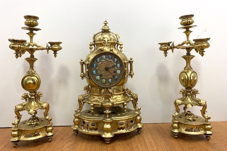 Garniture époque Napoléon III en bronze doré 