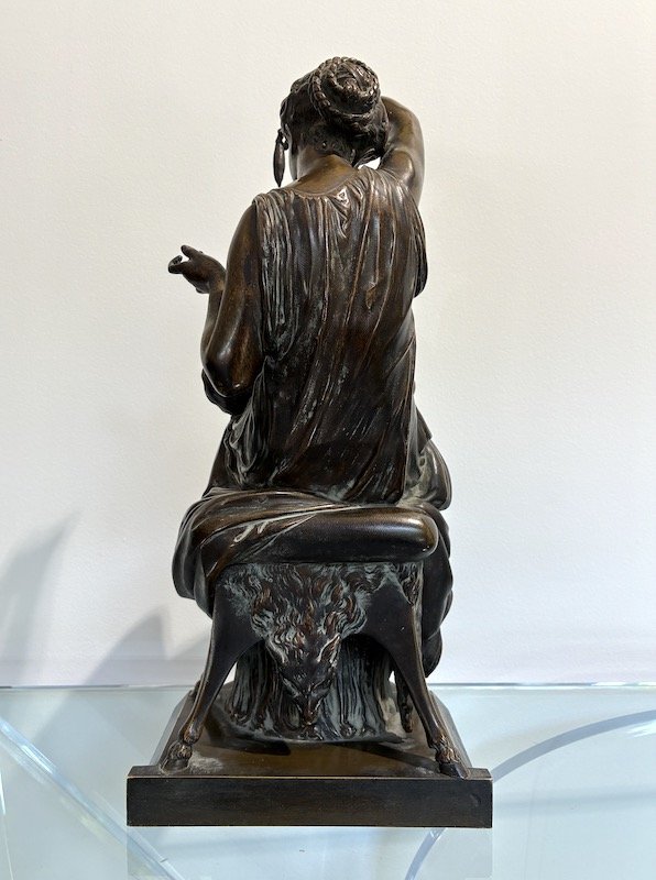 Groupe sculpté ancien "Femme à l'enfant" –  bronze-photo-3