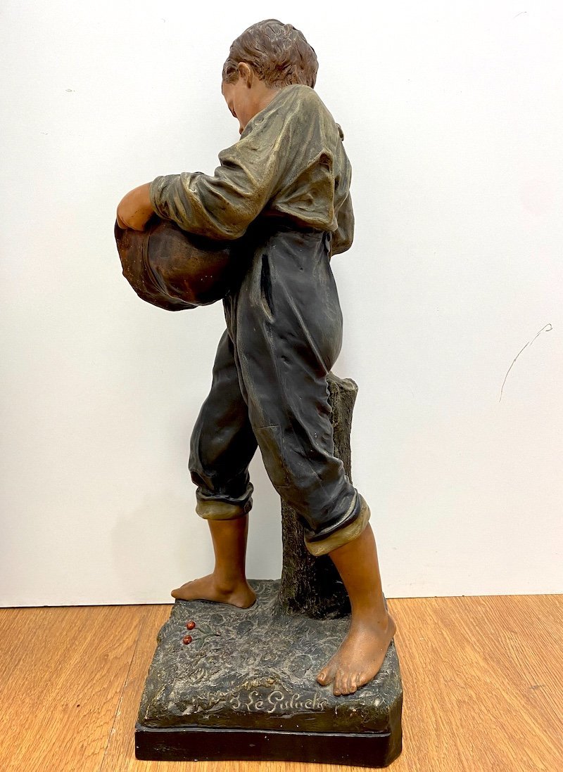 Joseph Le Guluche (1849–1915) – Terracotta Sculpture “the Cherry Thief” -photo-2