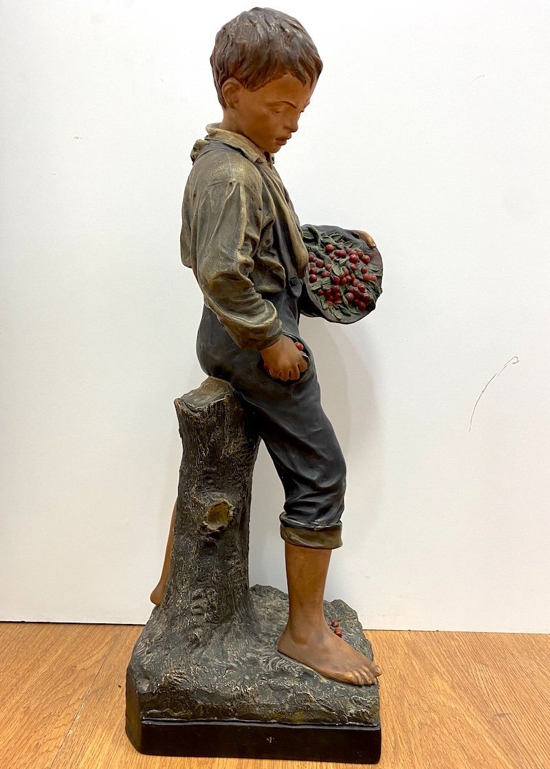 Joseph Le Guluche (1849–1915) – Terracotta Sculpture “the Cherry Thief” -photo-3