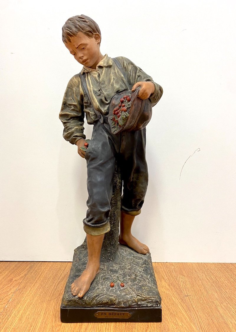 Joseph Le Guluche (1849–1915) – Terracotta Sculpture “the Cherry Thief” 