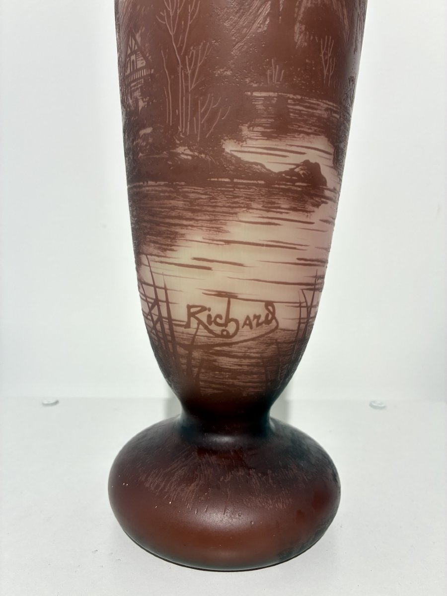 Grand vase verre multicouche signé Richard-photo-2