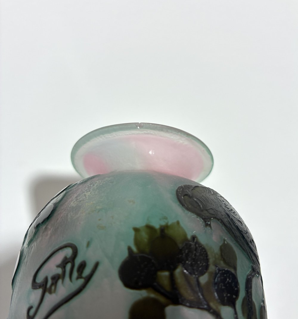 Small Vase Signed By Gallé With Naturalistic Decoration -photo-3