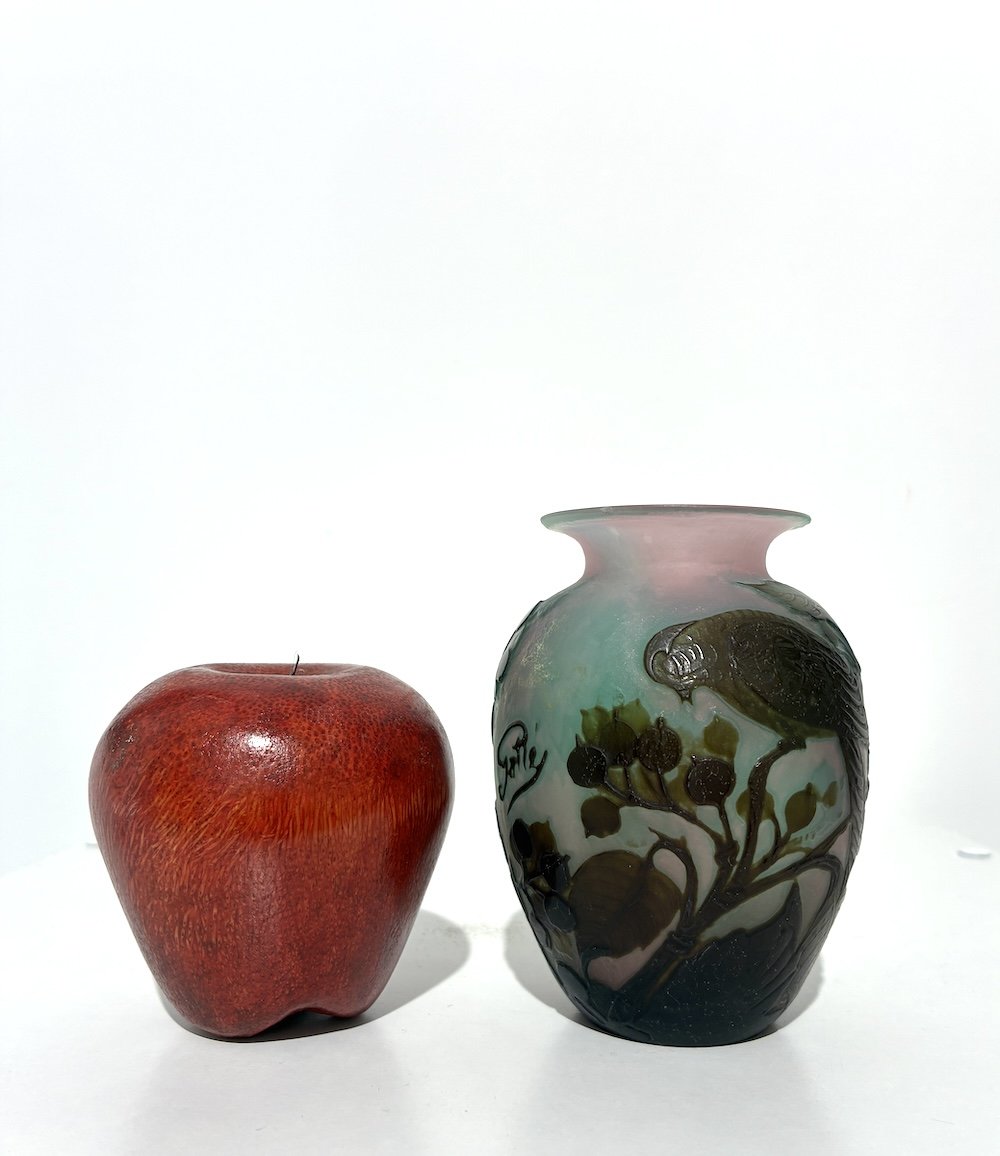 Small Vase Signed By Gallé With Naturalistic Decoration -photo-5