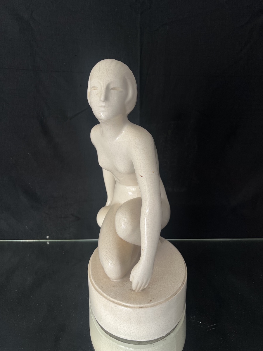 Sculpture en faïence craquelés 1925-photo-1