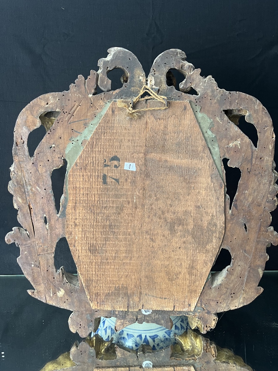 Petit miroir d’entrée en bois dorée XVIIIéme-photo-1