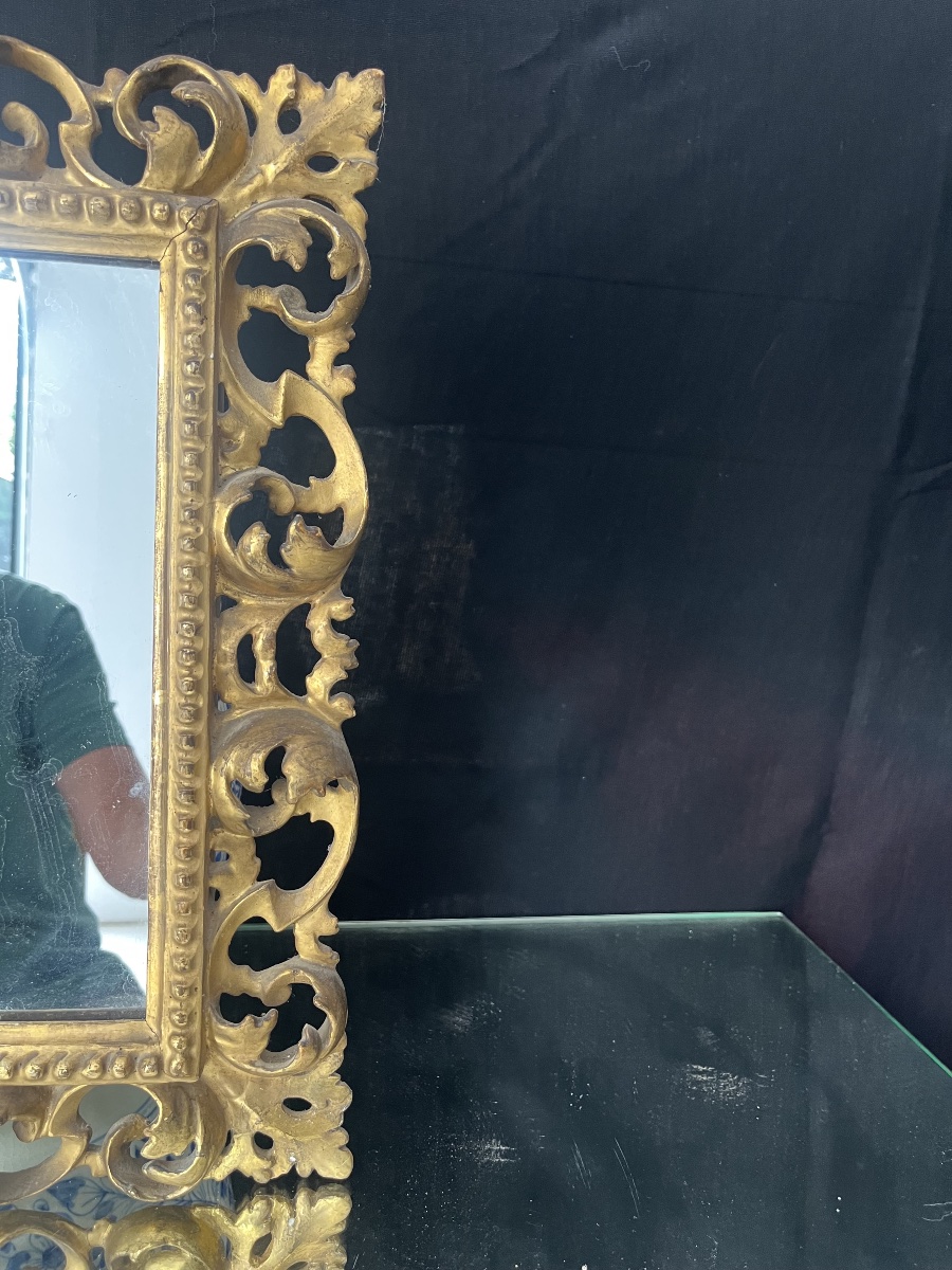 Petit miroir en bois doré XIXéme-photo-4