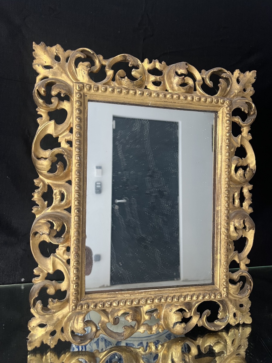Petit miroir en bois doré XIXéme-photo-1