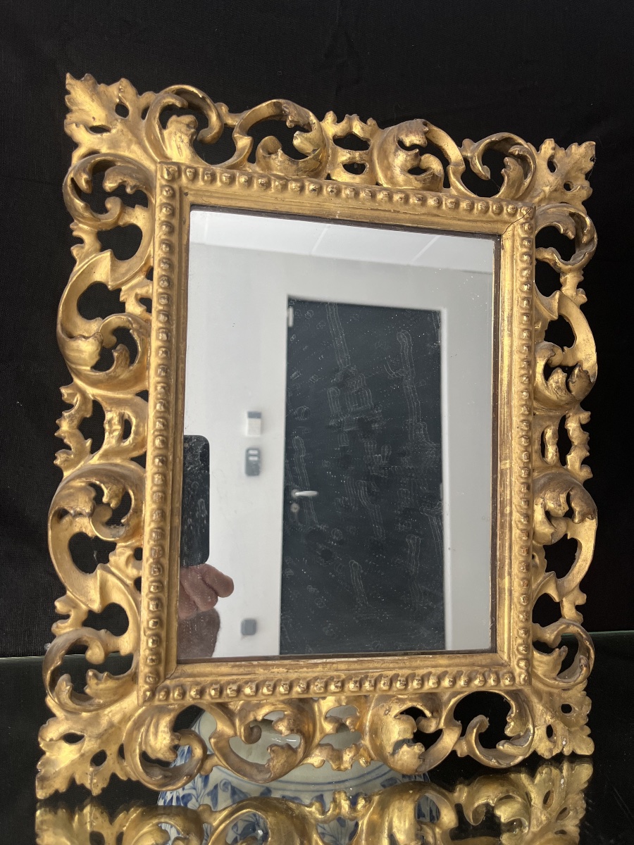 Petit miroir en bois doré XIXéme