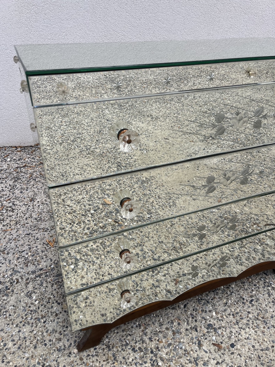 1950s Glass Chest Of Drawers-photo-3