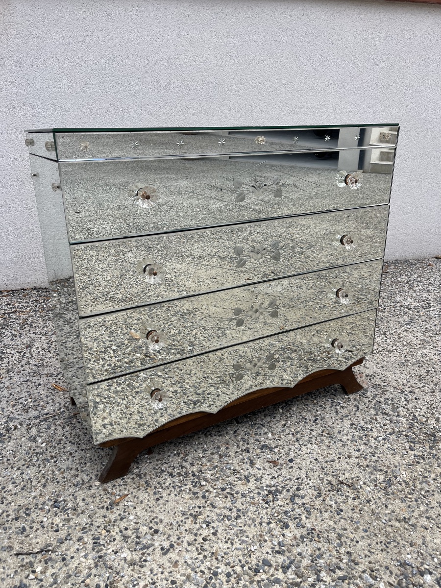 1950s Glass Chest Of Drawers