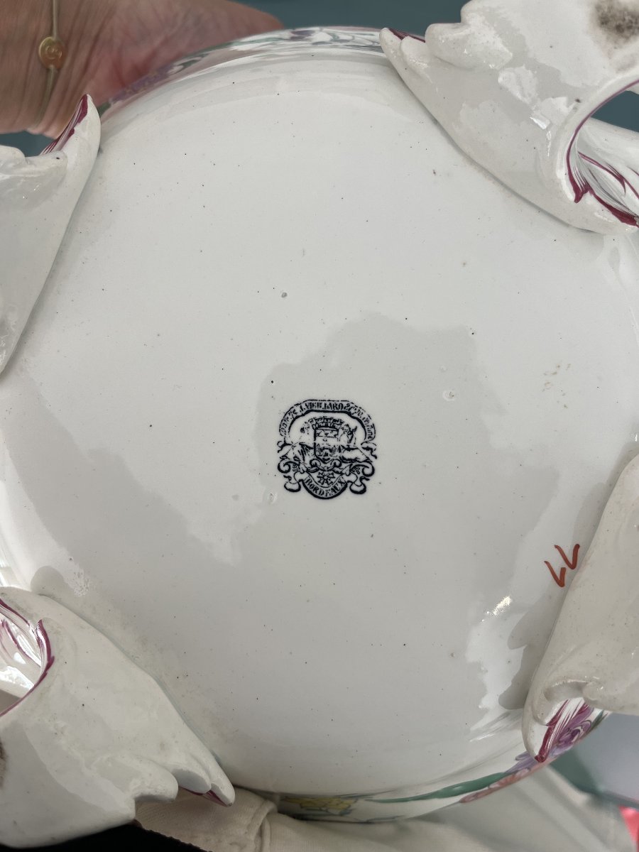 Antique "vieillard Bordeaux" Soup Tureen With Its Tray – Floral Design-photo-3