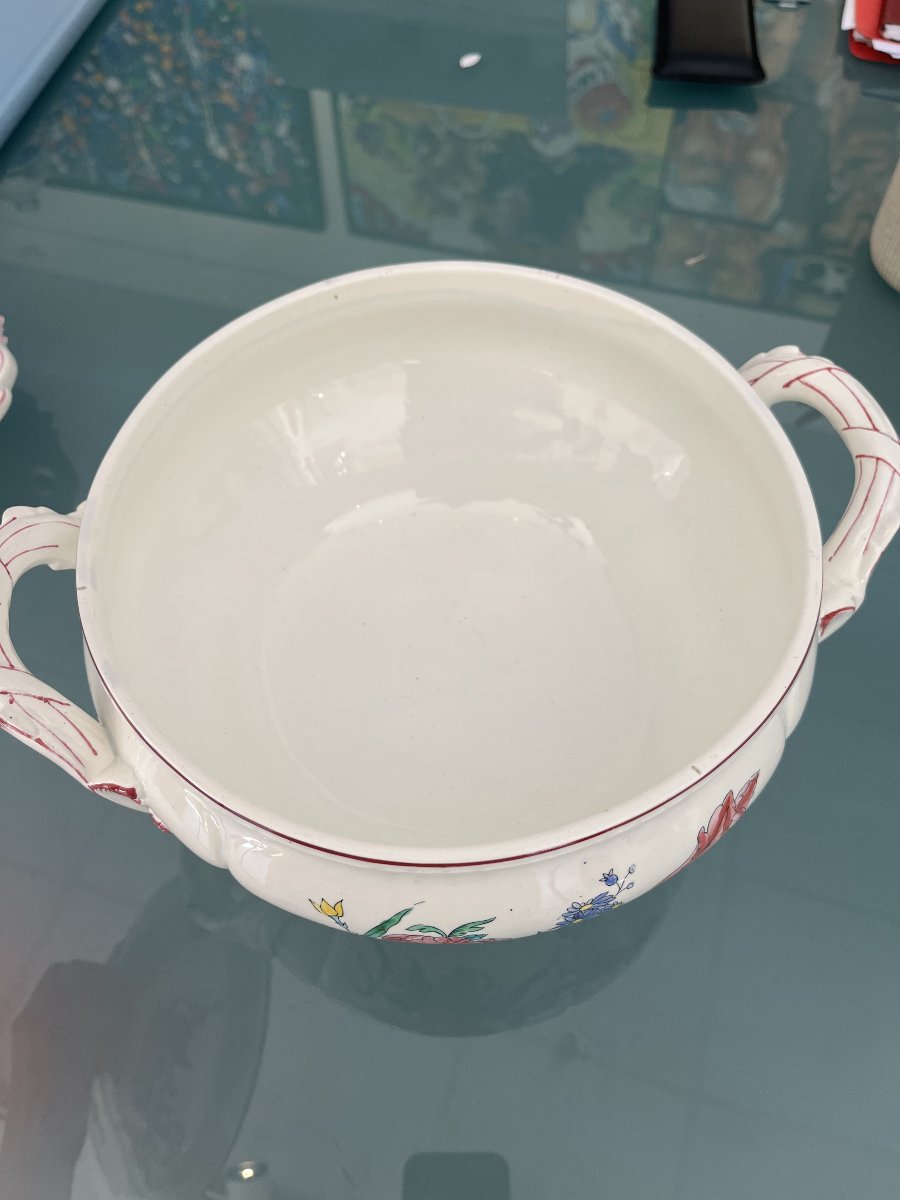 Antique "vieillard Bordeaux" Soup Tureen With Its Tray – Floral Design-photo-4