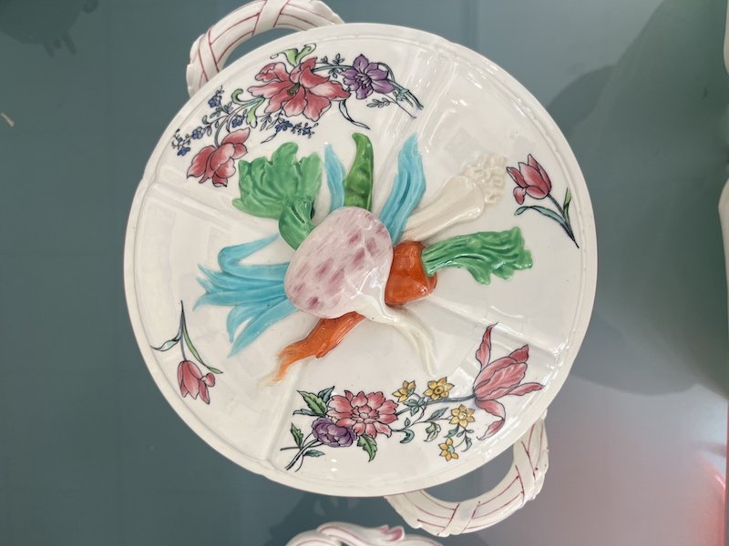 Antique "vieillard Bordeaux" Soup Tureen With Its Tray – Floral Design-photo-2
