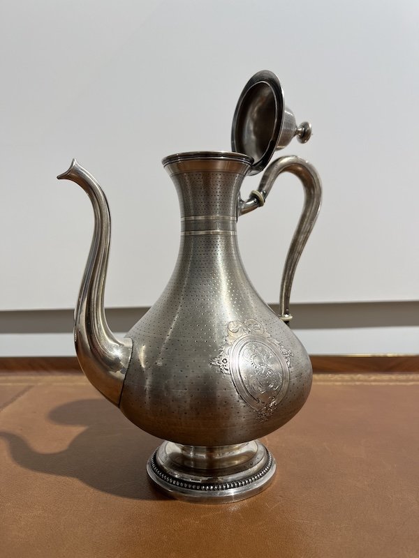 Belle cafetière ancienne en argent massif-photo-2