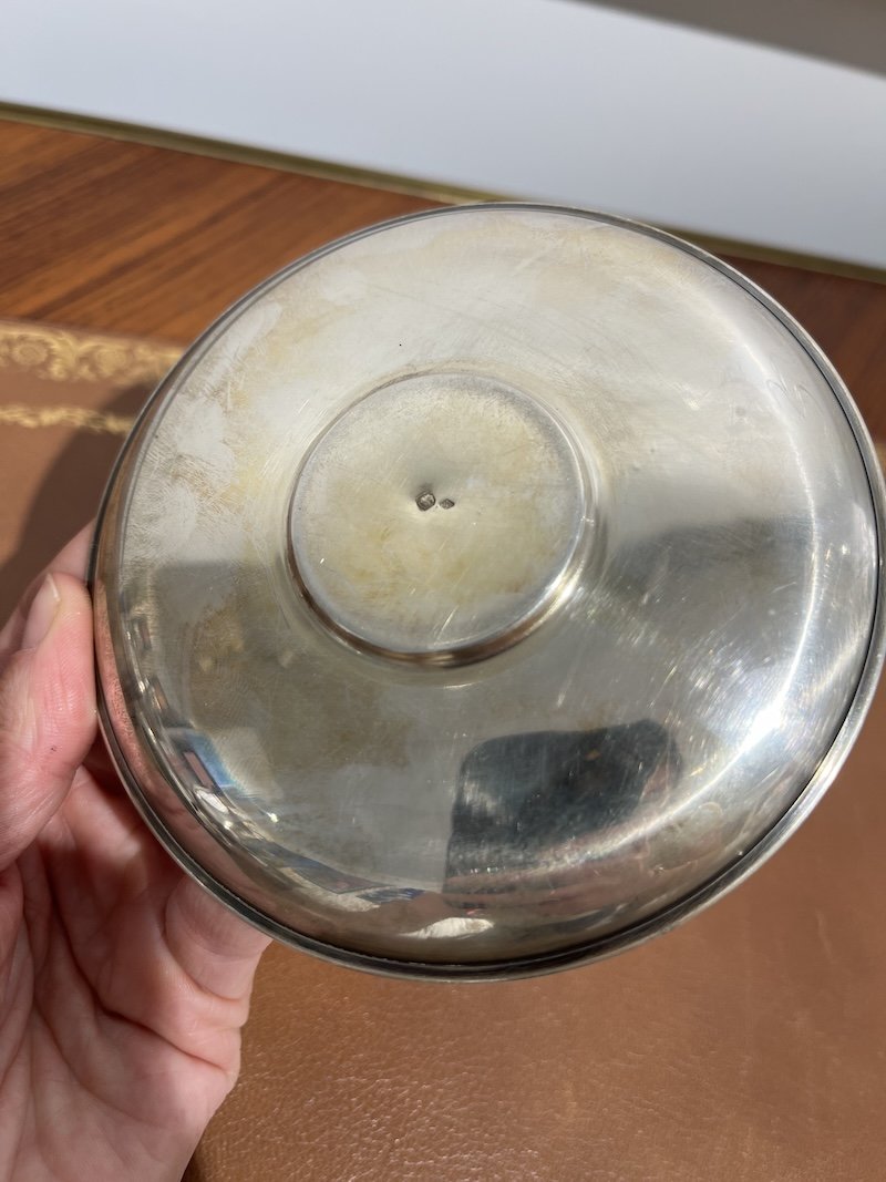 Tasse et sous-tasse en argent massif – superbe décor ciselé-photo-3