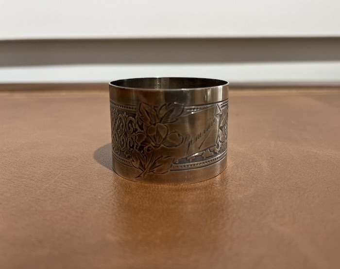 Antique Solid Silver Napkin Ring – Floral Design-photo-2