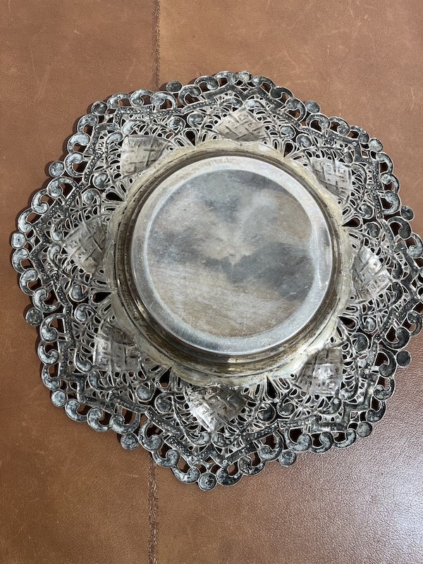 Beautiful Solid Silver Platter – Openwork Design-photo-4