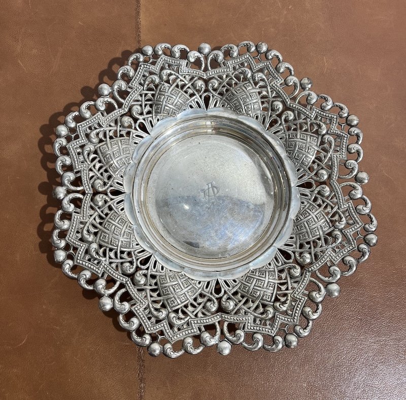 Beautiful Solid Silver Platter – Openwork Design