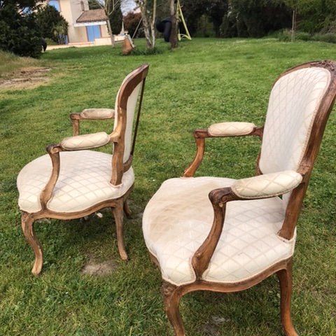 Paire de fauteuils cabriolet Louis XV-photo-1