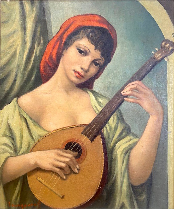 Anatola Soungouroff (1911-1982) - The Girl With A Mandolin-photo-2