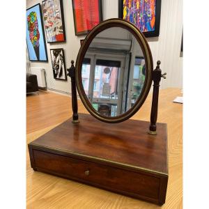 Small Psyche Dressing Table In Mahogany And Golden Brass